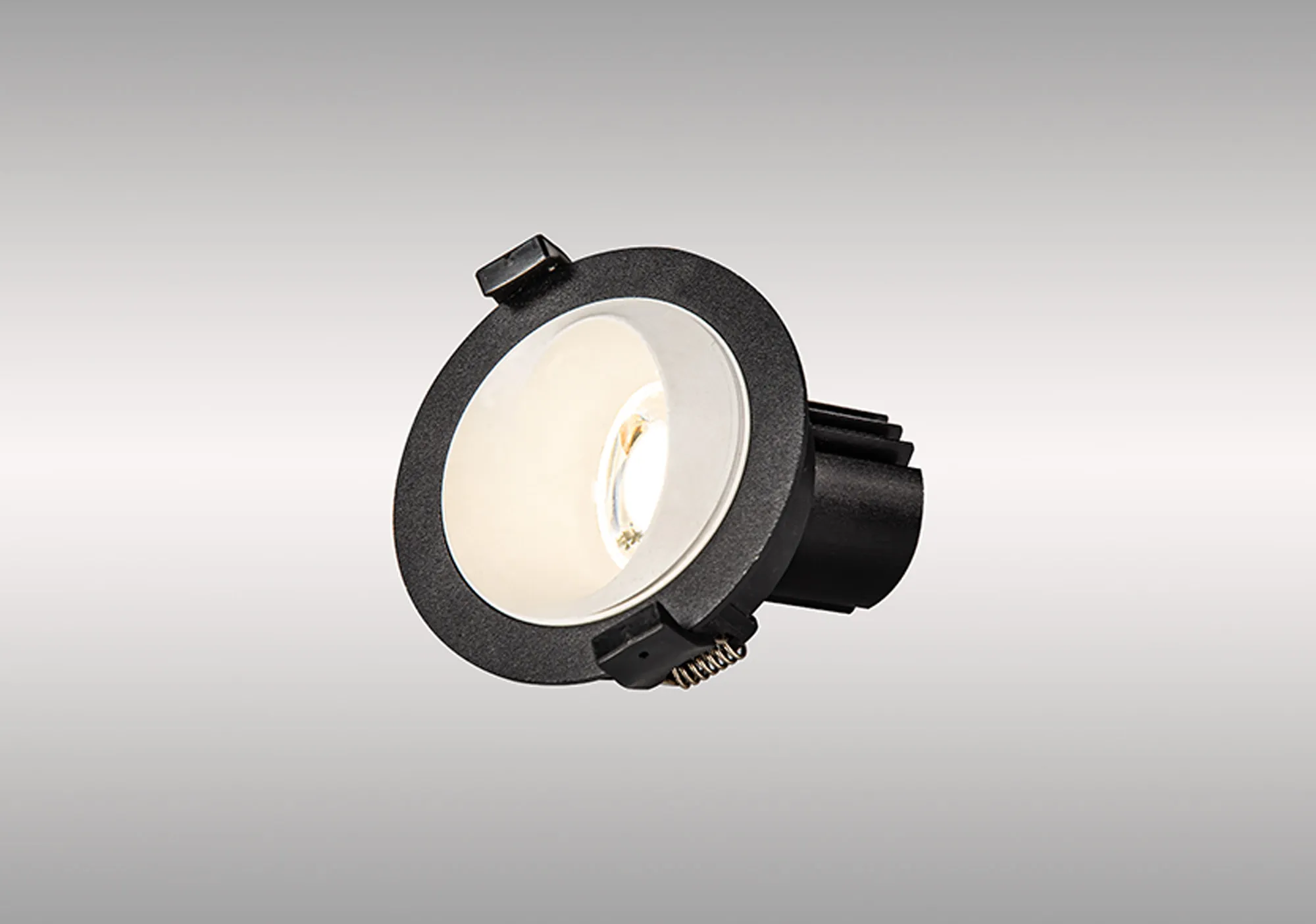 DM202386  Bonia 9 Powered by Tridonic 9W 770lm 2700K 36° LED Engine,250mA Black/White 27° Angled Round Downlight , DRIVER NOT INC. 5yrs Warranty